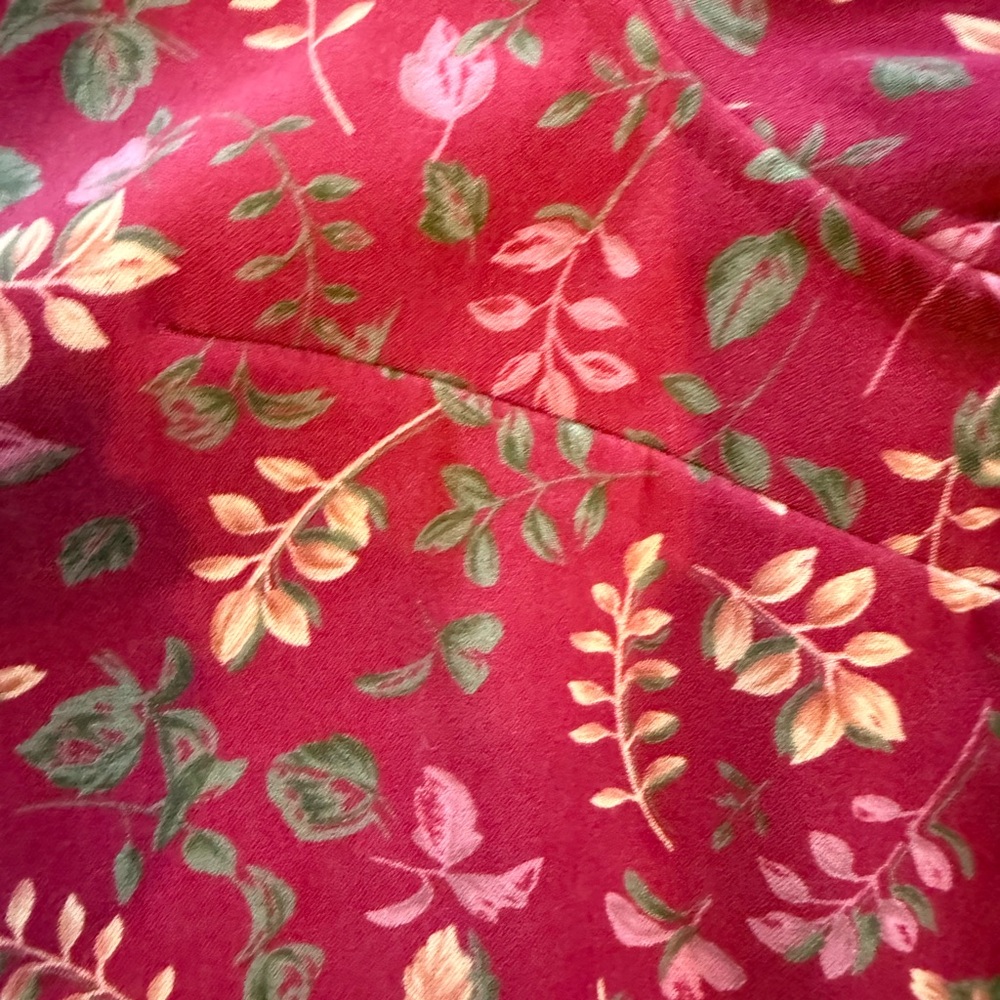 CJ Banks Red Green Print Shirt Size 1X Print Stretch Faux Suede - Picture 4 of 5